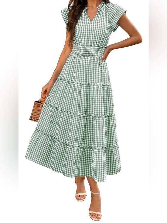 Caracilia Dresses & Skirts - Women’s Caracalilia Green Gingham Tiered Skirt